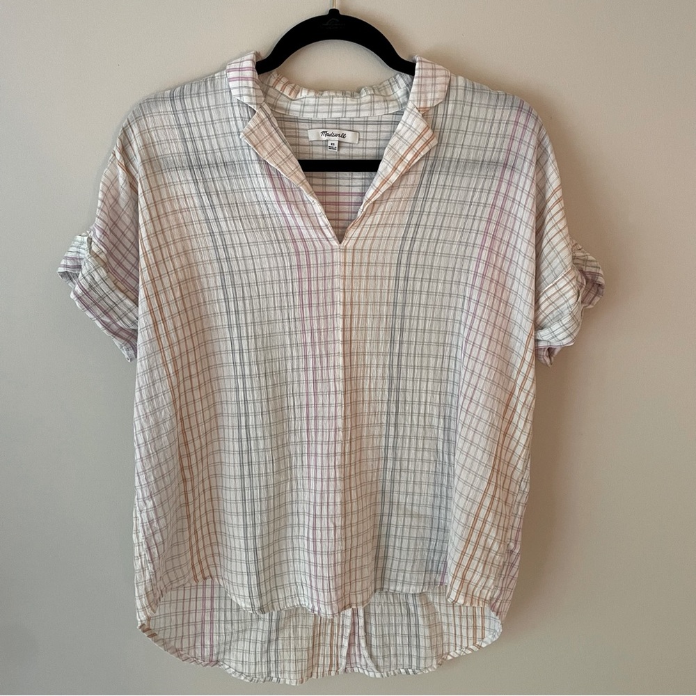 Madewell collared sear sucker style shirt, XS